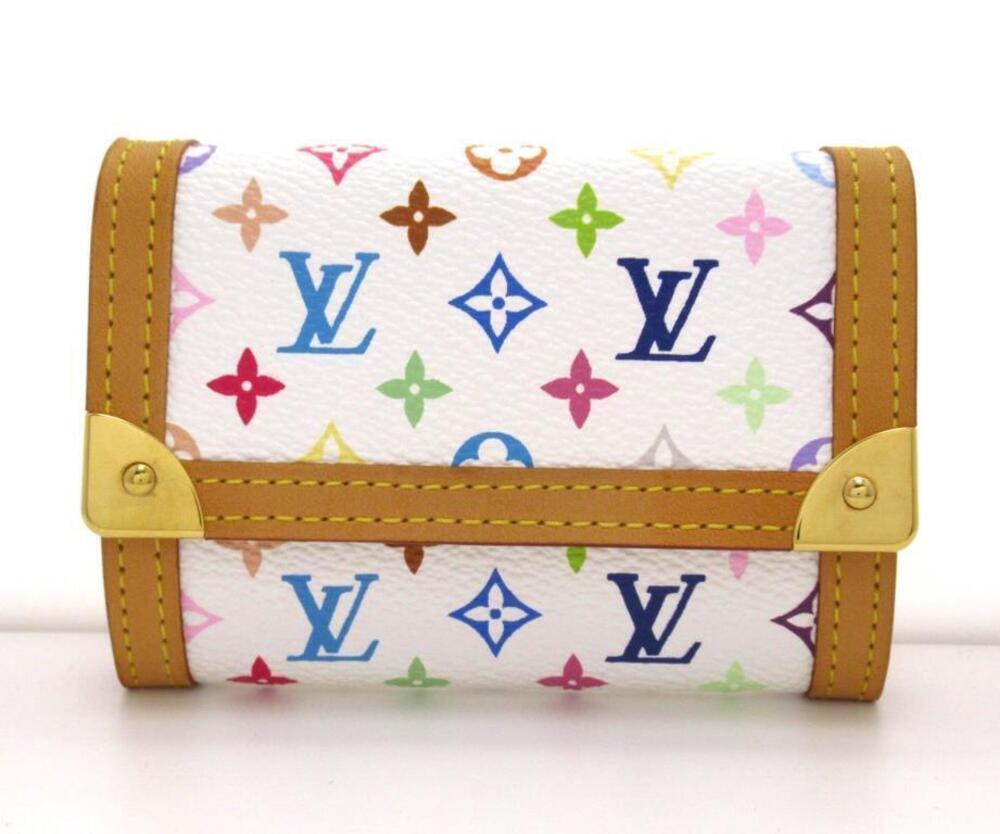 LOUIS VUITTON Portemonnaie Plat Multicolor Blanc White